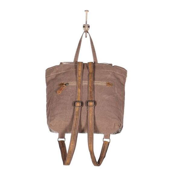 Myra Bag Handmade Dreamer Backpack Upcycled Canvas & Cowhide Leather main image 6